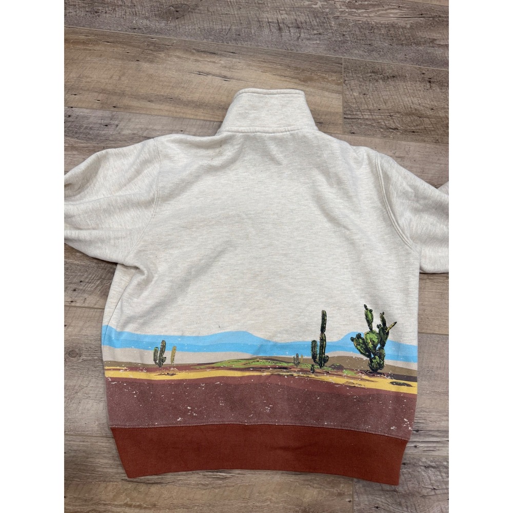 Ariat Real Womens Quarter Zip Sweatshirt Wild Horse Desert Oatmeal Size M - Picture 8 of 9